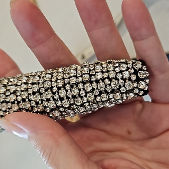 Clear rhinestone covered velvety cushion headband EUC prom wedding tiara cosplay - Picture 6 of 8